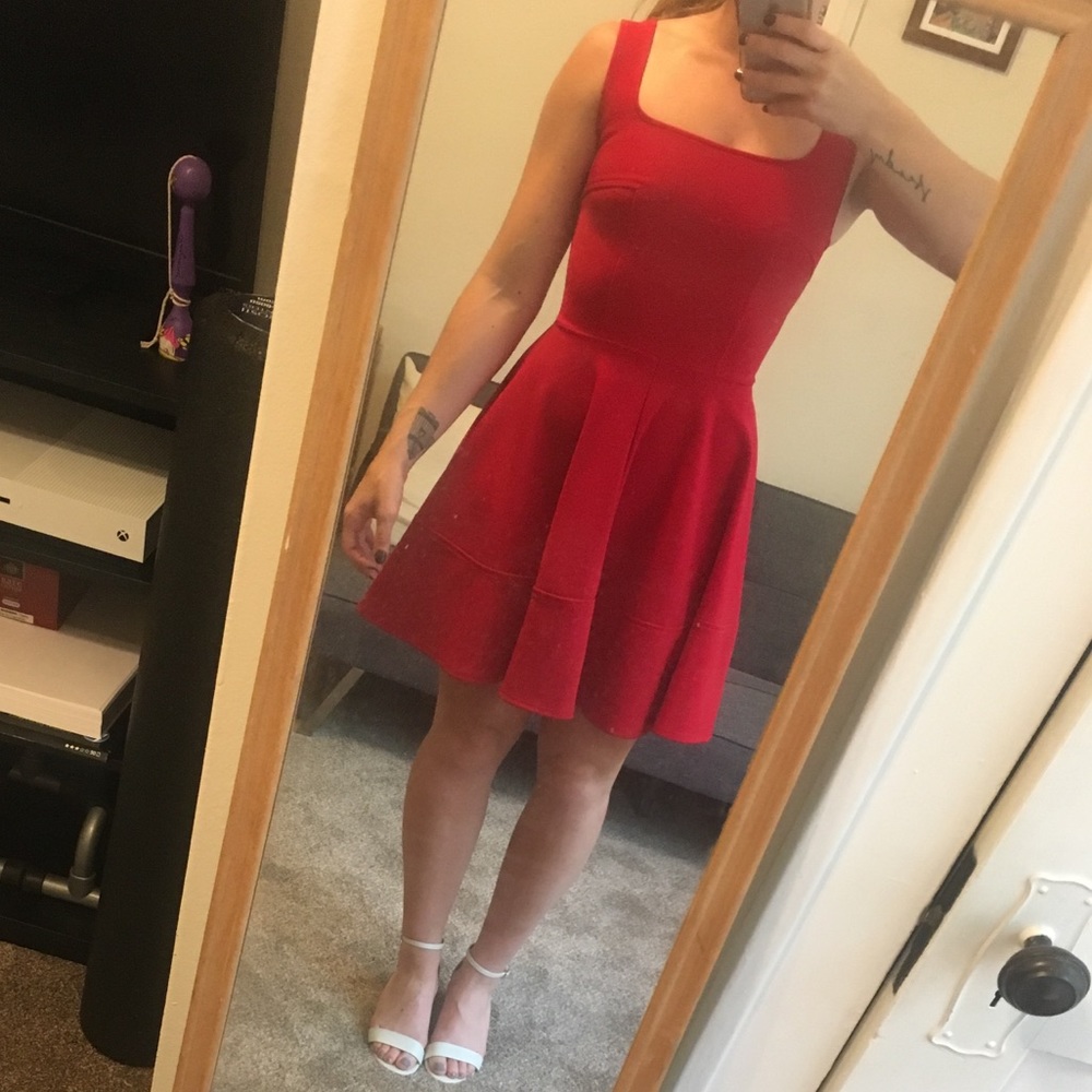 Red fit and flare dress